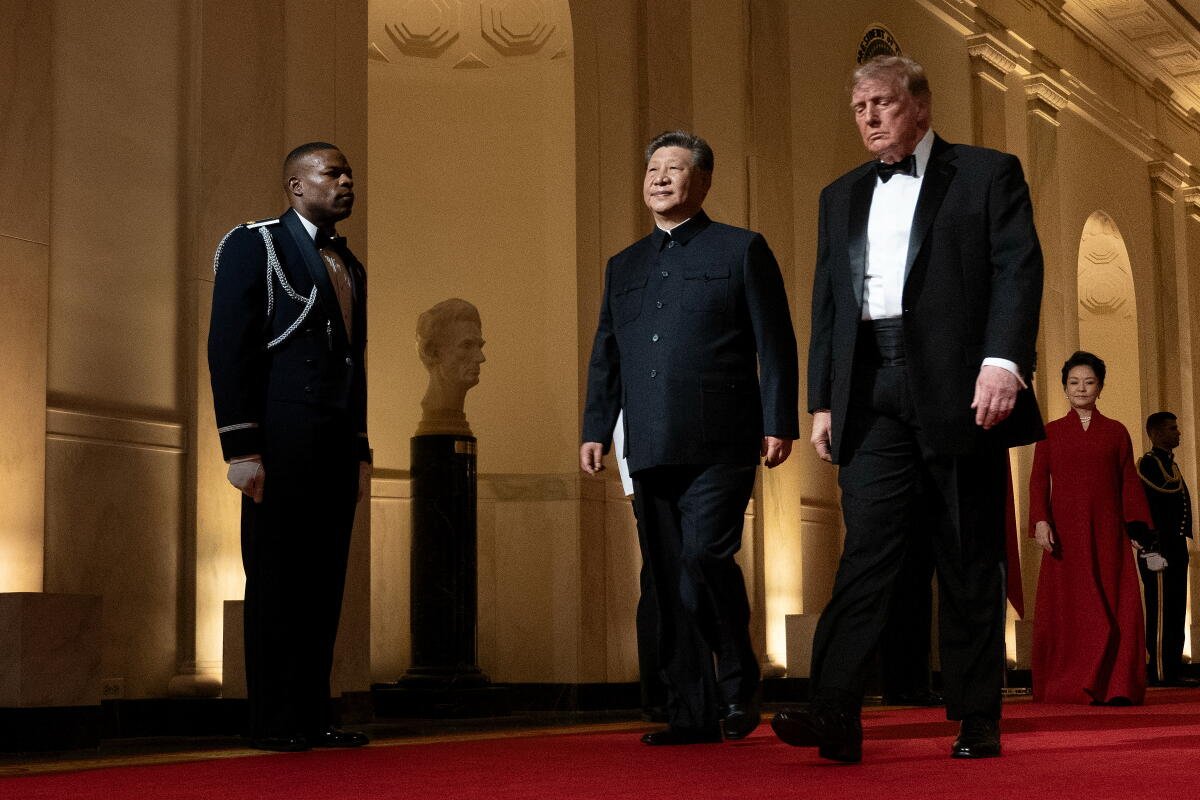 El presidente Donald Trump y Xi Jinping llegan a la cena de estado del jueves.