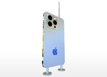 iPhone con antena y pies.
