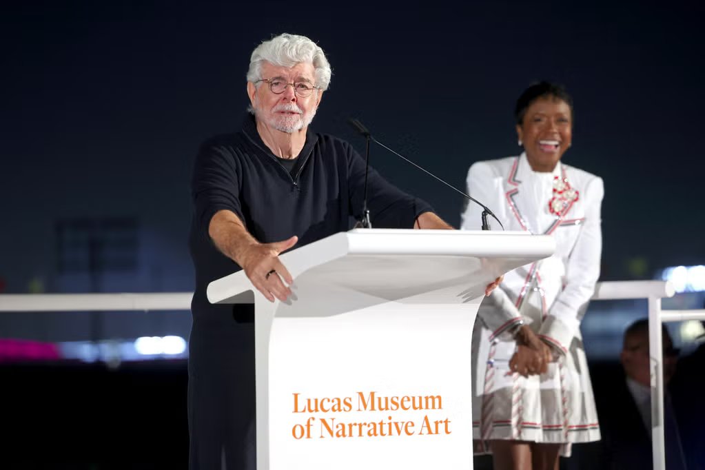 George Lucas en la inauguración del Museo Lucas de Artes Narrativas