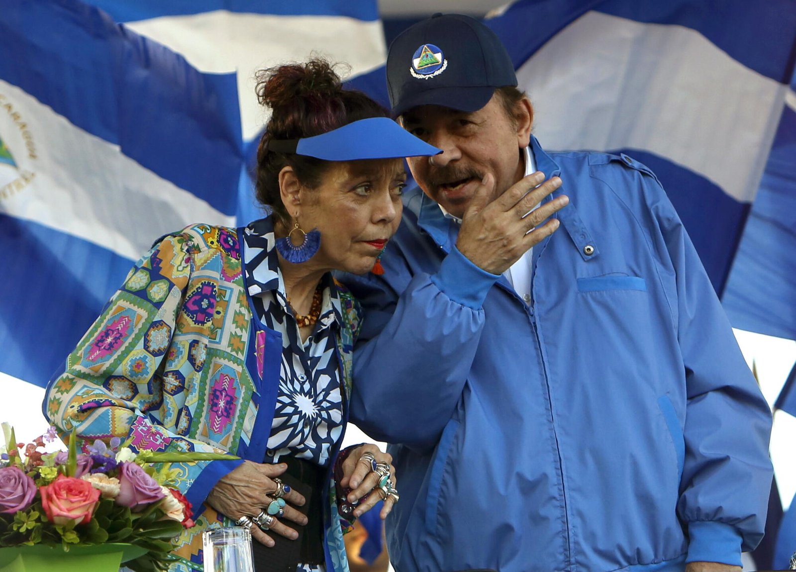 Los copresidentes de Nicaragua Daniel Ortega y Rosario Murillo