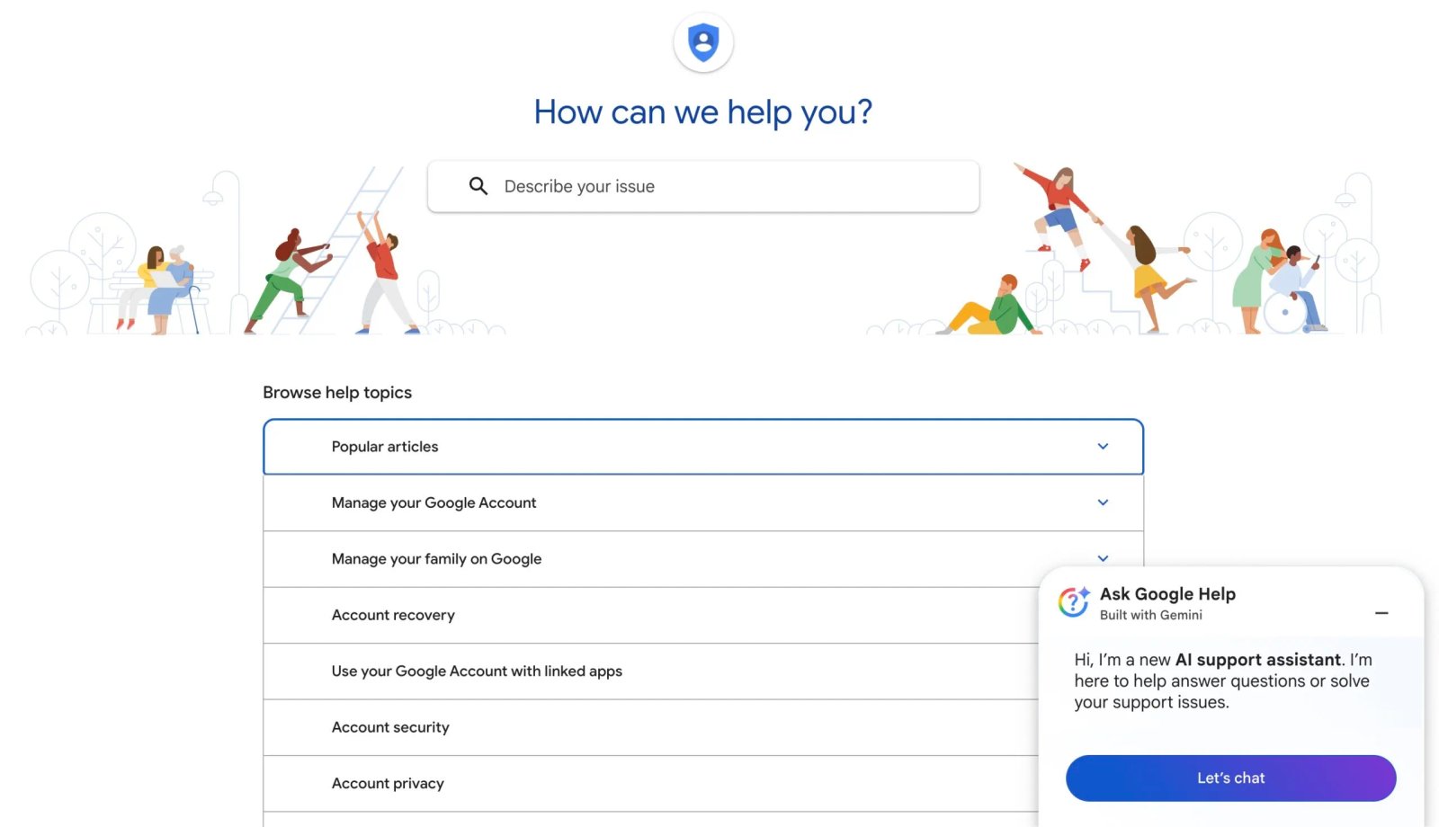 pagina de ayuda de google