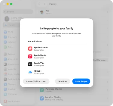 Crear una cuenta infantil en Macos 26