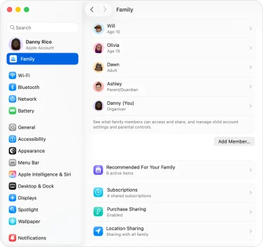 Crear una cuenta infantil en Macos 26