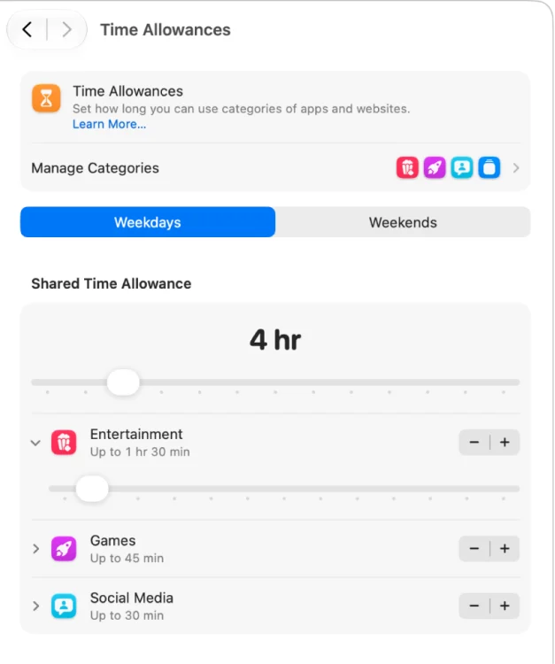 Herramienta de asignación de tiempo en Macos